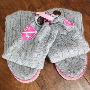 NWT VICTORIA SECRET PINK Slouchy Knit Slippers SIZE L